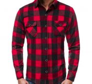 mens dress shirts lapel long sleeve plaid men’s shirt social lattice grid blouse red black white