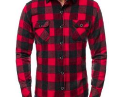 mens dress shirts lapel long sleeve plaid men’s shirt social lattice grid blouse red black white