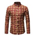 mens dress shirts plant flower leisure stage hawaiian shirt long sleeve blouse men black red blue