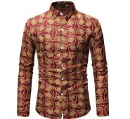 mens dress shirts plant flower leisure stage hawaiian shirt long sleeve blouse men black red blue