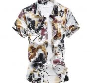 mens flower shirt 2021 summer male short sleeve shirt casual mercerized cotton slim fit shirts men plus size 6xl