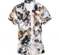 mens flower shirt 2021 summer male short sleeve shirt casual mercerized cotton slim fit shirts men plus size 6xl
