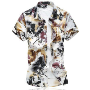 mens flower shirt 2021 summer male short sleeve shirt casual mercerized cotton slim fit shirts men plus size 6xl