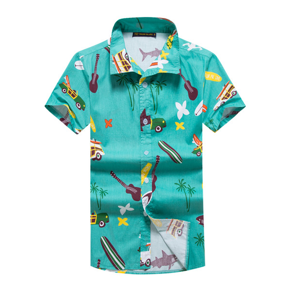 mens hawaiian shirt male casual camisa masculina printed beach shirts brand clothing 100% home casual short-sleeved shirt#b32