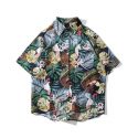 men’s plus size loose men’s shirt 2020 new style short-sleeved printed casual fashion brand shirt men