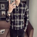 men’s shirt 2020 spring new handsome wild retro plaid long sleeve slim long sleeve shirt youth personality fashion men’s wear