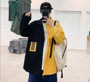 men’s shirt 2021 autumn new slim solid color asymmetric stitching long-sleeve shirt loose casual lapel youth men wear m-5xl