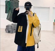 men’s shirt 2021 autumn new slim solid color asymmetric stitching long-sleeve shirt loose casual lapel youth men wear m-5xl