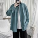 men’s shirt 2021 autumn new slim solid color versatile long-sleeve shirt loose casual lapel personality youth men’s wear