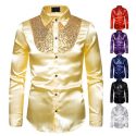 men’s shirt 2021 sequins show nightclub men’s clothing host emcee casual fashion lapel long-sleeved shirt clothing