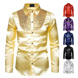 men's shirt 2021 sequins show nightclub men's clothing host emcee casual fashion lapel long-sleeved shirt clothing