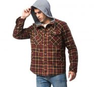 men’s shirt autumn / winter, warm plus velvet blouse, business casual oversize shirt, hooded plaid shirt, jacket shirt