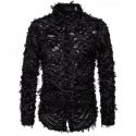 men’s shirt handmade three-dimensional feather fabric features lapel long-sleeve shirt