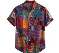 men’s shirt hawaiian hip hop streetwear shirt men full printing lapel short sleeve blouse summer loose shirts #bl2