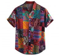 men’s shirt hawaiian hip hop streetwear shirt men full printing lapel short sleeve blouse summer loose shirts #bl2