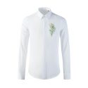 men’s shirt new style shirt peacock feather seiko letter embroidery slim fashion men’s long sleeve