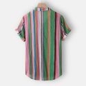 men’s shirt shirts hawaiian shirt casual button hawaii striped print beach short sleeve blouse clothing camisa masculina