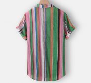 men’s shirt shirts hawaiian shirt casual button hawaii striped print beach short sleeve blouse clothing camisa masculina