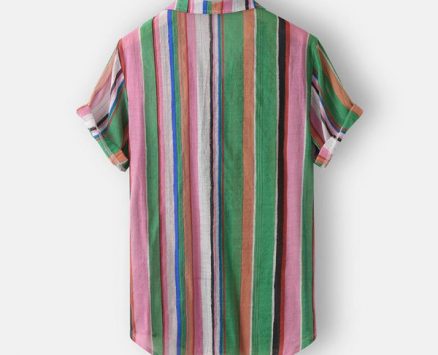 men’s shirt shirts hawaiian shirt casual button hawaii striped print beach short sleeve blouse clothing camisa masculina