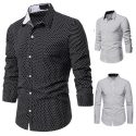 men’s shirt small dot fashion decoration leisure design cross-border men’s lapel long sleeve shirt