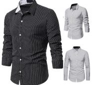 men’s shirt small dot fashion decoration leisure design cross-border men’s lapel long sleeve shirt