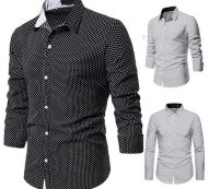 men’s shirt small dot fashion decoration leisure design cross-border men’s lapel long sleeve shirt