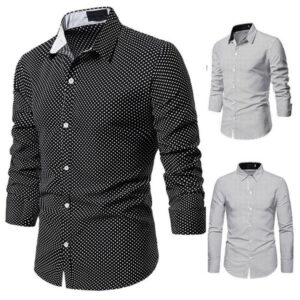 men's shirt small dot fashion decoration leisure design cross-border men's lapel long sleeve shirt