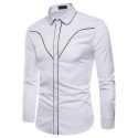 men’s shirt spring and autumn new solid color fashion men’s long-sleeved shirt business casual single-breasted1