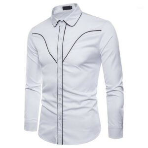 men's shirt spring and autumn new solid color fashion men's long-sleeved shirt business casual single-breasted1