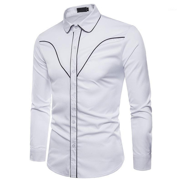 men's shirt spring and autumn new solid color fashion men's long-sleeved shirt business casual single-breasted1