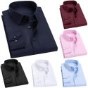 men’s shirts business shirts men dress solid color turn down collar long sleeve pocket buttons down shirt men dress shirt