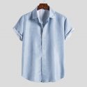 men’s shirts camisa solid loose male shirt blusa masculina casual short sleeve turn-down collar shirt men camisa masculina