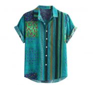 men’s shirts colorful stripe short sleeve loose buttons casual blouse hawaiian beach shirt mens holiday vacation clothing f3#1