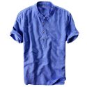 men’s shirts cool thin collar hanging dyed breathable men’s baggy casual shirts slim fit solid cotton f3#1