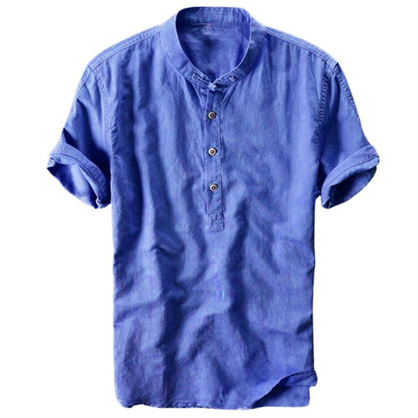 men's shirts cool thin collar hanging dyed breathable men's baggy casual shirts slim fit solid cotton f3#1