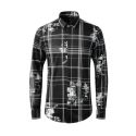 men’s shirts cotton plaid spring fashion long sleeve print famous personality flowers size m l xl xxl xxxl 4xl