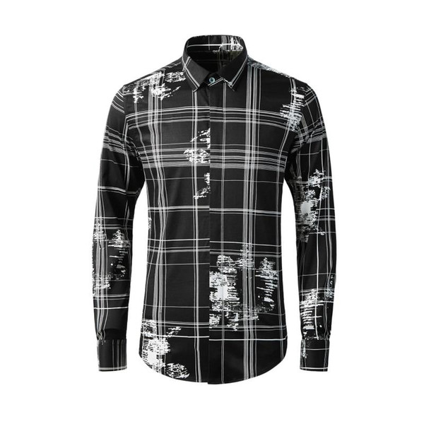 men's shirts cotton plaid spring fashion long sleeve print famous personality flowers size m l xl xxl xxxl 4xl