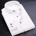 men’s shirts cotton smart casual long sleeve white solid shirt slim male social business formal shirt brand soft cozy