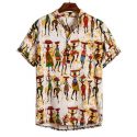 men’s shirts ethnic short sleeve cotton linen printing hawaiian blouse hawaiian beach shirt mens holiday vacation clothing f3#1