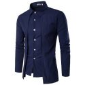 men’s shirts fake two piece smart shirts long sleeve business men clothing cotton blend slim camisas para hombre