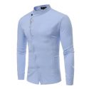 men’s shirts, long-sleeved shirts, embroidered diagonal irregular men’s wear in spring