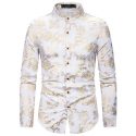 men’s shirts personality bronzing print vintage court style long sleeve blouse fashion casual shirt male new arrival