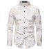 men’s shirts personality bronzing print vintage court style long sleeve blouse fashion casual shirt male new arrival