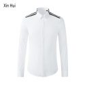 men’s shirts popular new style collar shoulder parallel bars ribbon stitching men’s shirt long sleeve shirt