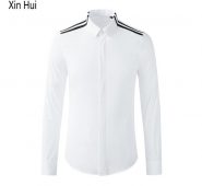 men’s shirts popular new style collar shoulder parallel bars ribbon stitching men’s shirt long sleeve shirt