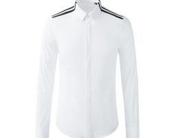 men’s shirts popular new style collar shoulder parallel bars ribbon stitching men’s shirt long sleeve shirt