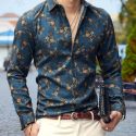 men’s shirts retro floral printed man casual slim shirt fashion classic men dress shirt men’s long sleeve brand clothing