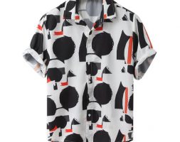 men’s shirts short sleeve loose buttons casual blouse hawaiian beach shirt mens holiday vacation clothing f3#1