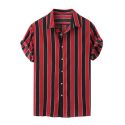 men’s shirts stripe short sleeve loose buttons casual blouse hawaiian beach shirt mens holiday vacation clothing f3#1