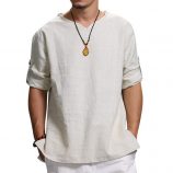men’s shirts summer blouse breathable men’s baggy casual shirts slim fit solid cotton